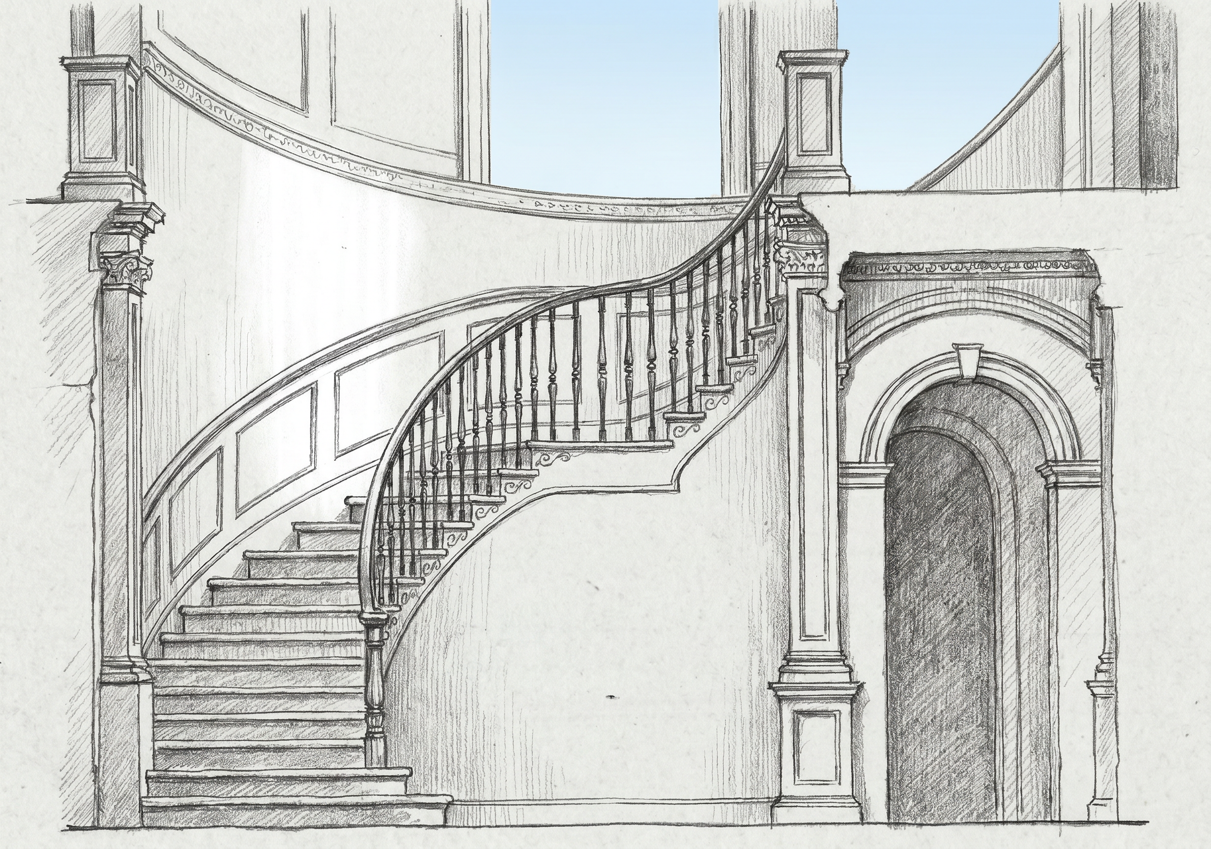 Pencil study of a stair