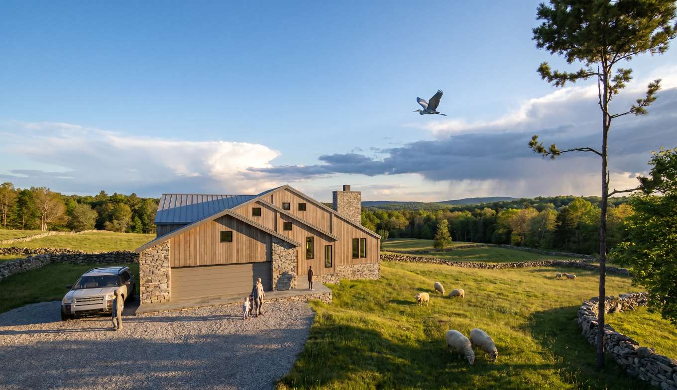 A stone building set into a hillside